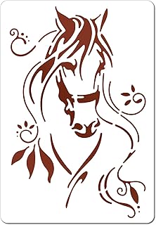GORGECRAFT Horse Drawing Painting Stencils Plastic Rectangle Reusable Drawing Animal Templates for Painting on Wood Floor Wall Fabric Scrapbooking Art DIY Crafts Home Decor 11.7x8.3inch - Buy now