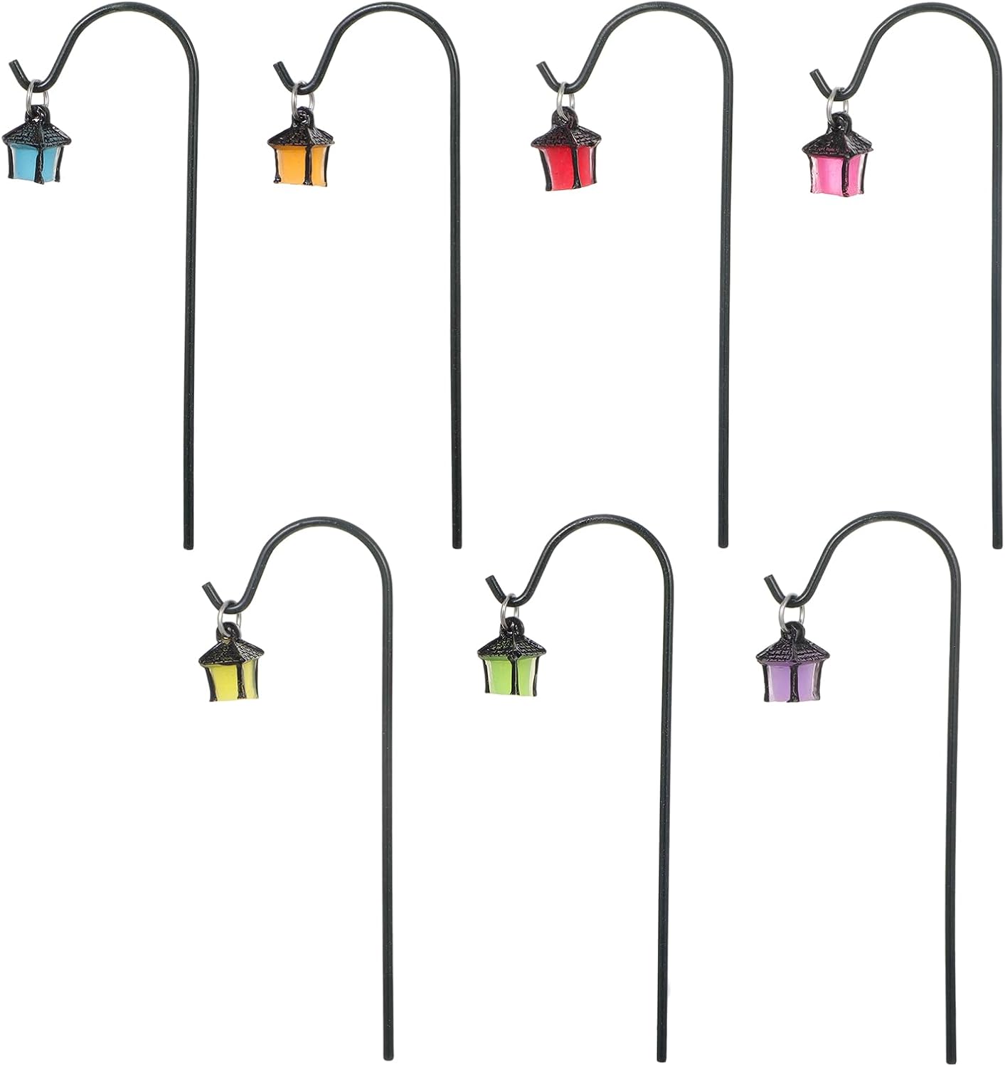 7 Pcs Miniature Garden Stakes with Lanterns , 4 Inch Decorative Plant Stake