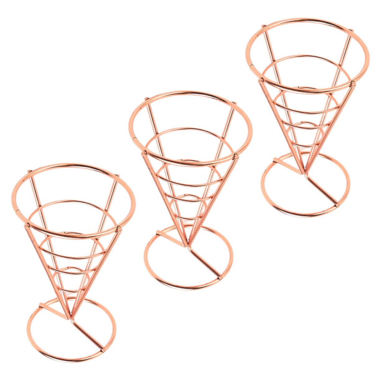 Présentoir à frites métal lot de 3 paniers coniques pour apéritifs