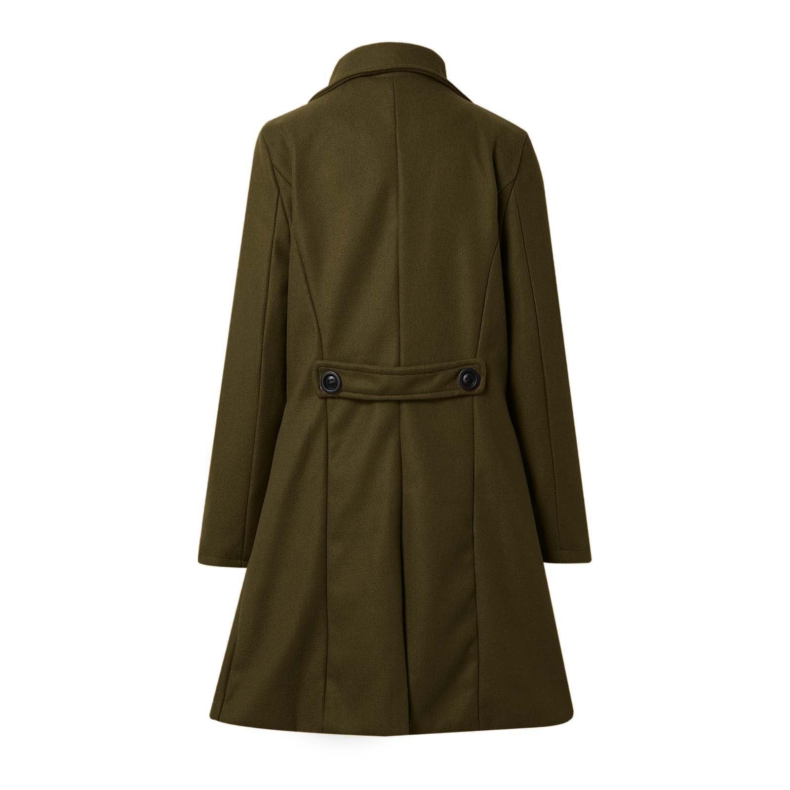 Genérico Abrigo Mujer Lana Mezcla Elegante, Chaqueta Doble Botonadura con Cuello Solapa, Americana Formal para Otoño Invierno, Oficina y Eventos