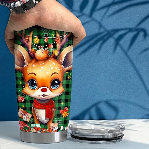 Miniatura 5 de Vaso de Navidad personalizado de acero inoxidable con tapa de 20 onzas, 30 onzas, taza de viaje para café, regalo de Navidad personalizado