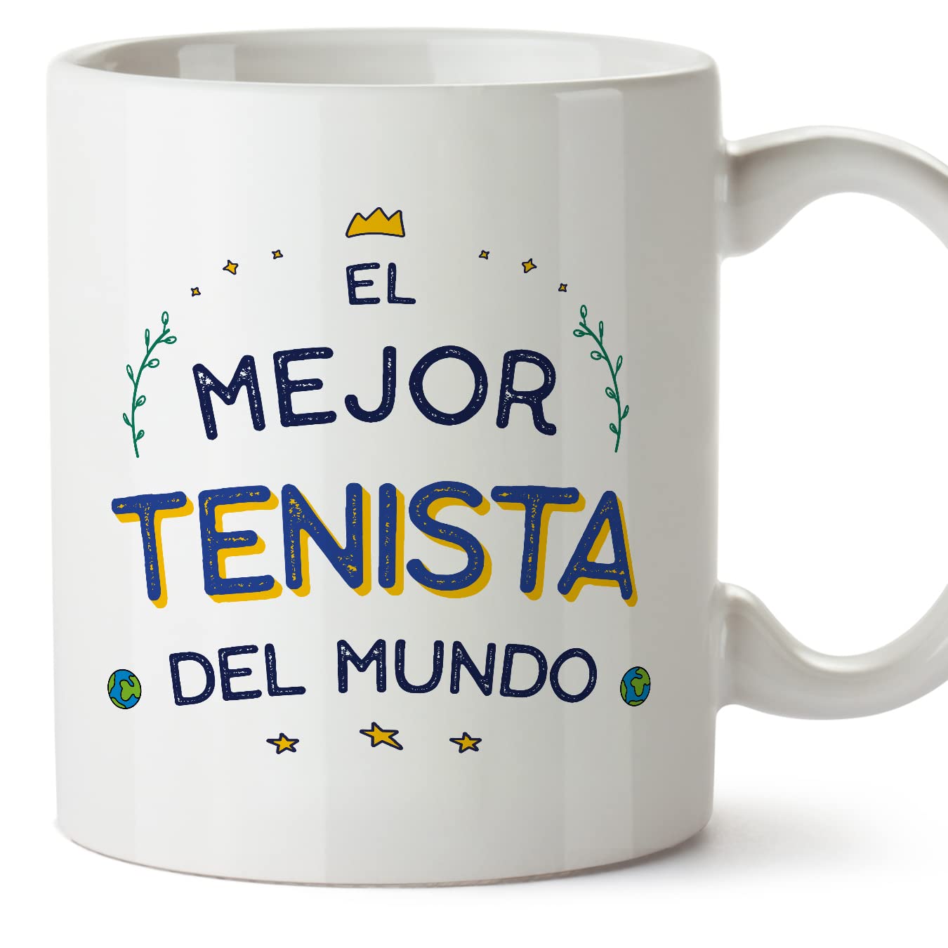 MUGFFINS Tennis Player Man Mug - in Spanish - Mejor del Mundo - Funny Gift for Colleagues - Ceramic 11oz Mug