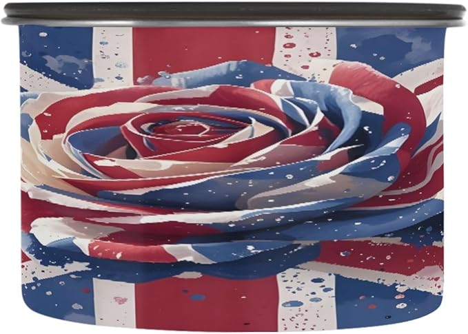 ALAZA British Flag Rose Union Jack Coffee Canister 30oz miniatura 4