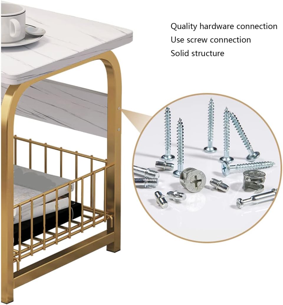 Side Table/End Table,2/3/4 Tier Side Table,Metal Frame and Storage Shelf for Bedside Table,Telephone Table for Living Room Bedroom Office Sofa Side,Balcony,Garden Snack Table,D