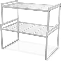 BlisXybion Set of 2 Heavy Duty Cabinet Organizers 12.8"W 44 lbs Capacity Stackable Kitchen Pantry Storage Shelves