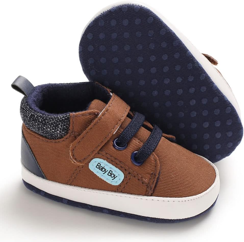 Sekantrol Baby Boys Girls First Walker Crib Newborn Shoes, Soft Rubber Sole Infant Sneakers Fashion High-Top Non-Slip Toddler Dress Moccasins Shoes image 3