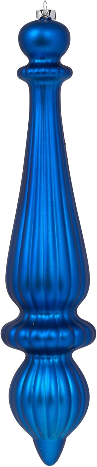 Vickerman 14" Blue Matte Finial Drop Ornament. Includes 2 Ornaments per Pack.