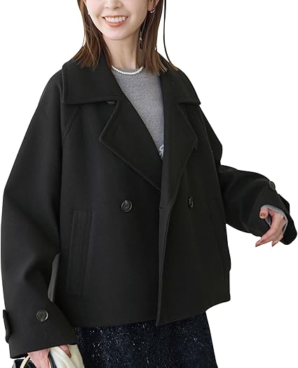 新品 ロペピクニック ジャージメルトン/ツイードスタンドカラーショートコート Amazon | [ロペピクニック] コート ジャージメルトン/ツイード
