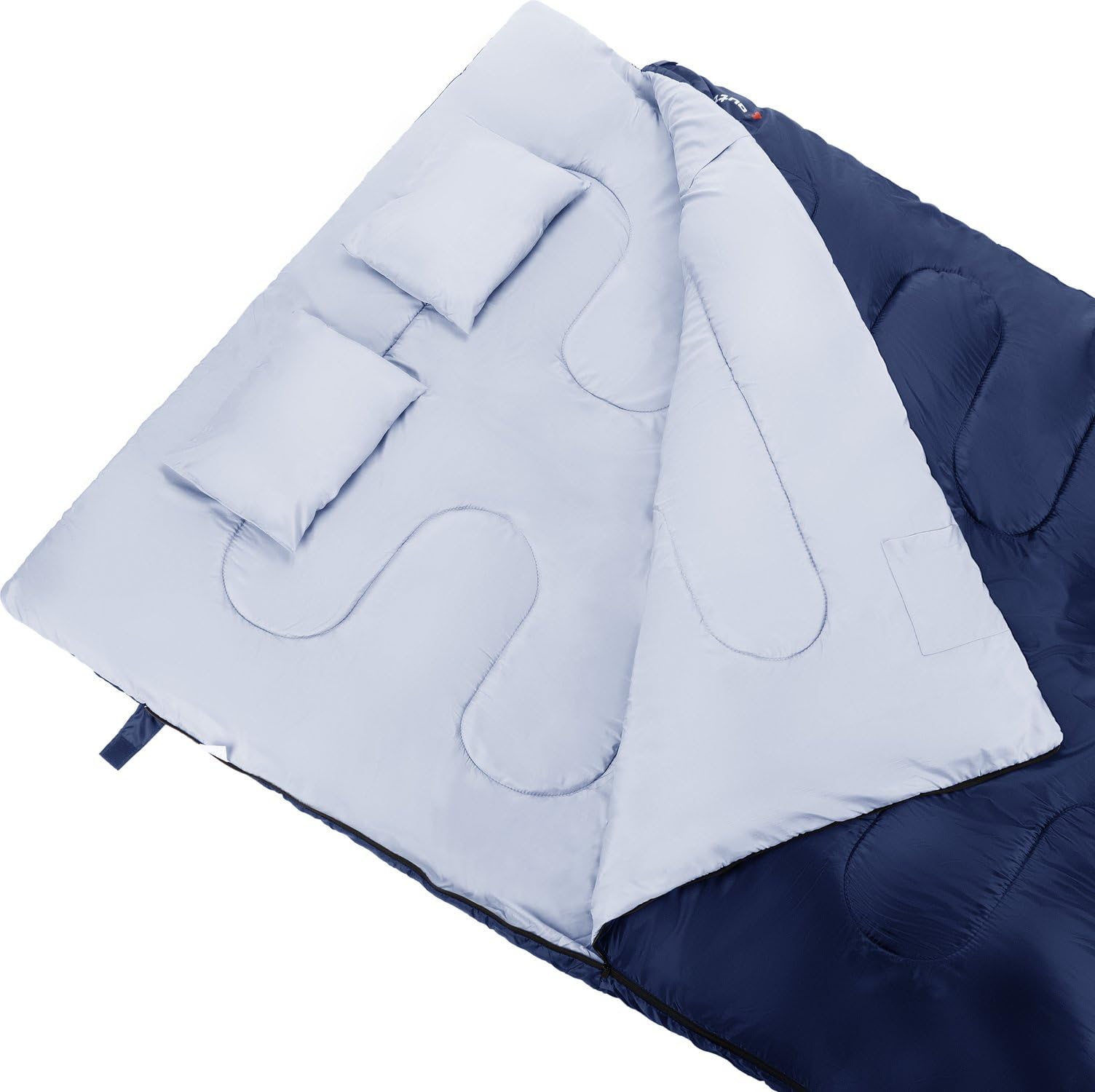 Sac de Couchage 2 Personnes, Rectangulaire Double Sac de Couchage Adulte pour Camping et Randonnée, Idéal Camping Accessoires pour Tente, Sleeping Bag Léger avec Oreillers, Isolé, 3 Saisons