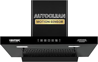 Ventair 60 cm 1200 m3/hr Autoclean Kitchen Chimney (Auto King, Motion Sensor, Made in India, 11° Filterless with Metallic Oil Collector, T Shape, Black) (T Shape)