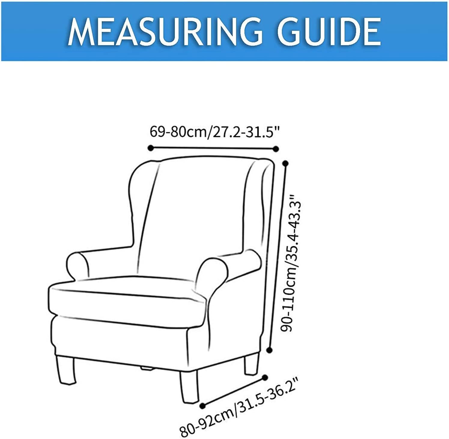 Konsilsa Wing Chair Slipcover,Elastic Wing Chair Covers Furniture Protector Wingback Chair Covers slipcovers for wingback Chairs Armchair Cover Wingback Chair Slipcover (Color : F)
