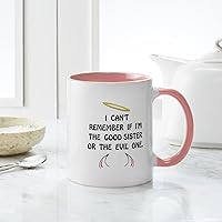 Vista 6 de CafePress Good Evil Sister Mug 11 oz (325 ml) Ceramic Coffee Mug White/Pink Inside