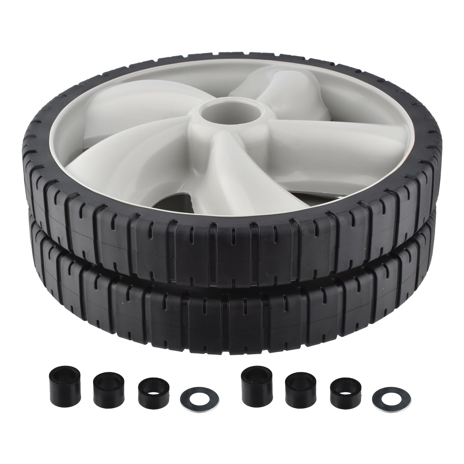 2 Pezzi Ruota in plastica 12 Pollici 490-324-0002 per Craftsman per Poulan per Brute per Honda per Husqvarna per Macchine da Cantiere per Tosaerba con Guida a Terra