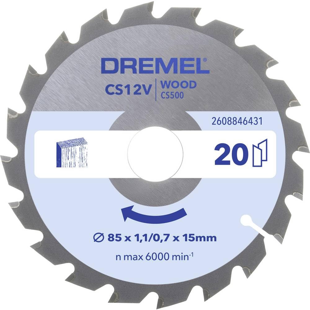 Dremel Blueprint Wood Circular Saw Blade 85 x 1,1/0,7 x 15mm (CS500), Silver