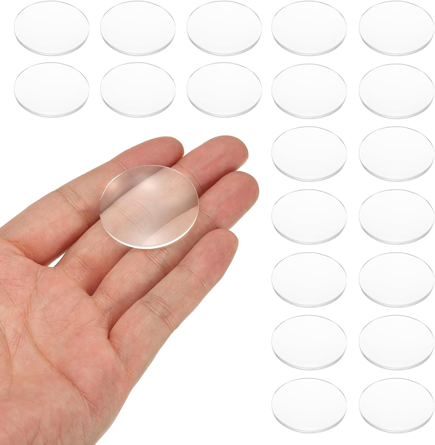 PATIKIL 20 Pack Biconvex Lens, 34mm Dia. 75mm Focal Length Optical Lenses Magnifier Paperweight Acrylic Double Convex for DIY Office Desk Home Science Experiment Telescope