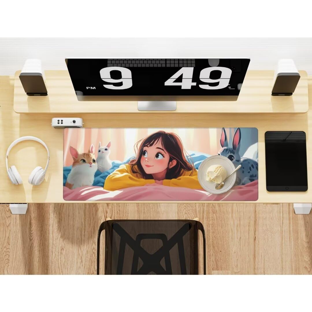 Podkładka pod mysz anime 150 x 60 cm, duża podkładka pod mysz, wodoodporna podkładka pod mysz księżniczki, XXL, gamingowa podkładka pod mysz z antypoślizgową gumową podstawą, podkładki pod mysz,