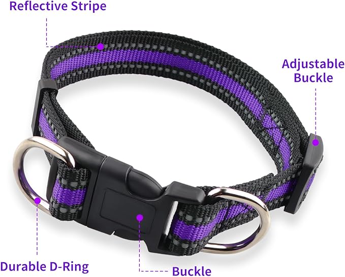 Collar Reflectante para Perro Ajustable TECOPH Talla L Paquete de 2 miniatura 2