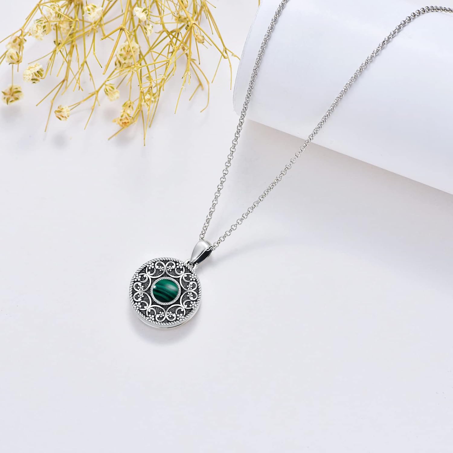 Round Locket Necklace 925 Sterling Silver Picture Locket Necklace That Holds 2 Pictures Locket Jewelry Gifts for Women - Image 5