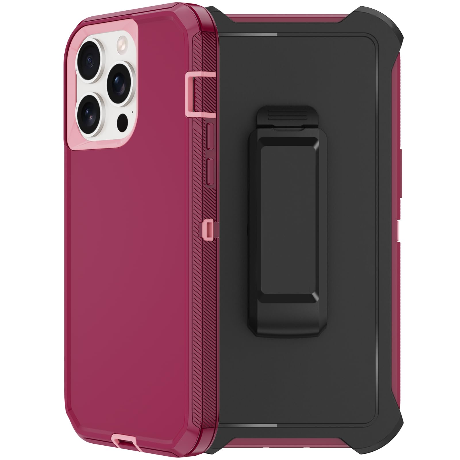 RubCase for iPhone 15 Pro Max Case with Screen Protector x2,Belt Clip Holster Heavy Duty Military Grade Full Body Shockproof Dust-Proof Rugged