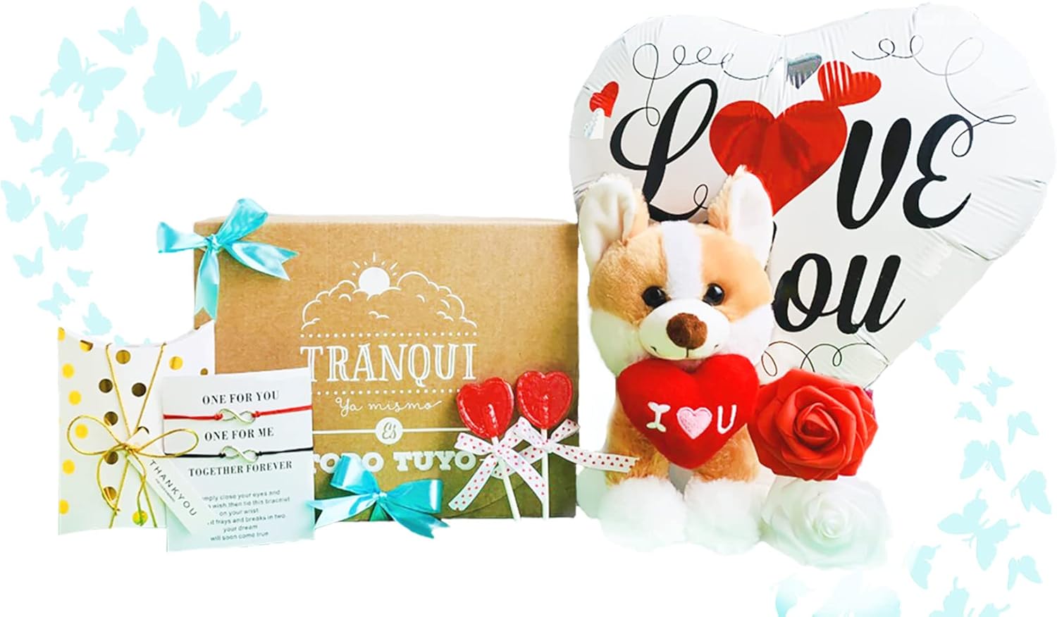 Regalo Aniversario para Parejas Novios Original - Pack Regalo para Novia, Amiga, Mujer - Caja Regalo Sorpresa para Cualquier Ocasión Cumpleaños, o Dar las Gracias a Alguien Especial
