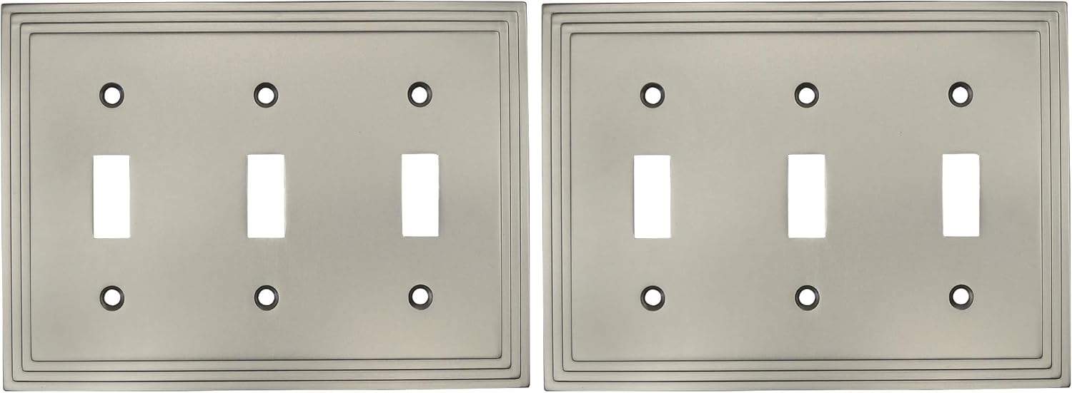 Cosmas 25037-SN Satin Nickel Triple Toggle Switchplate Wall Switch Plate Cover (Pack of 2)