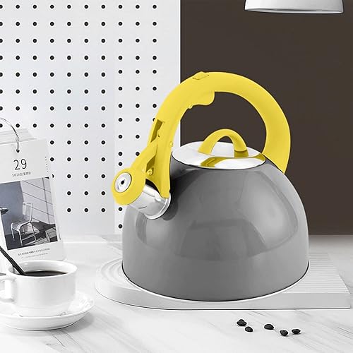 Miniatura 9 de Bonita estufa de té, hervidor de acero inoxidable con silbato fuerte, hervidor de agua caliente ideal y caldera de agua apta para hervir agua y té