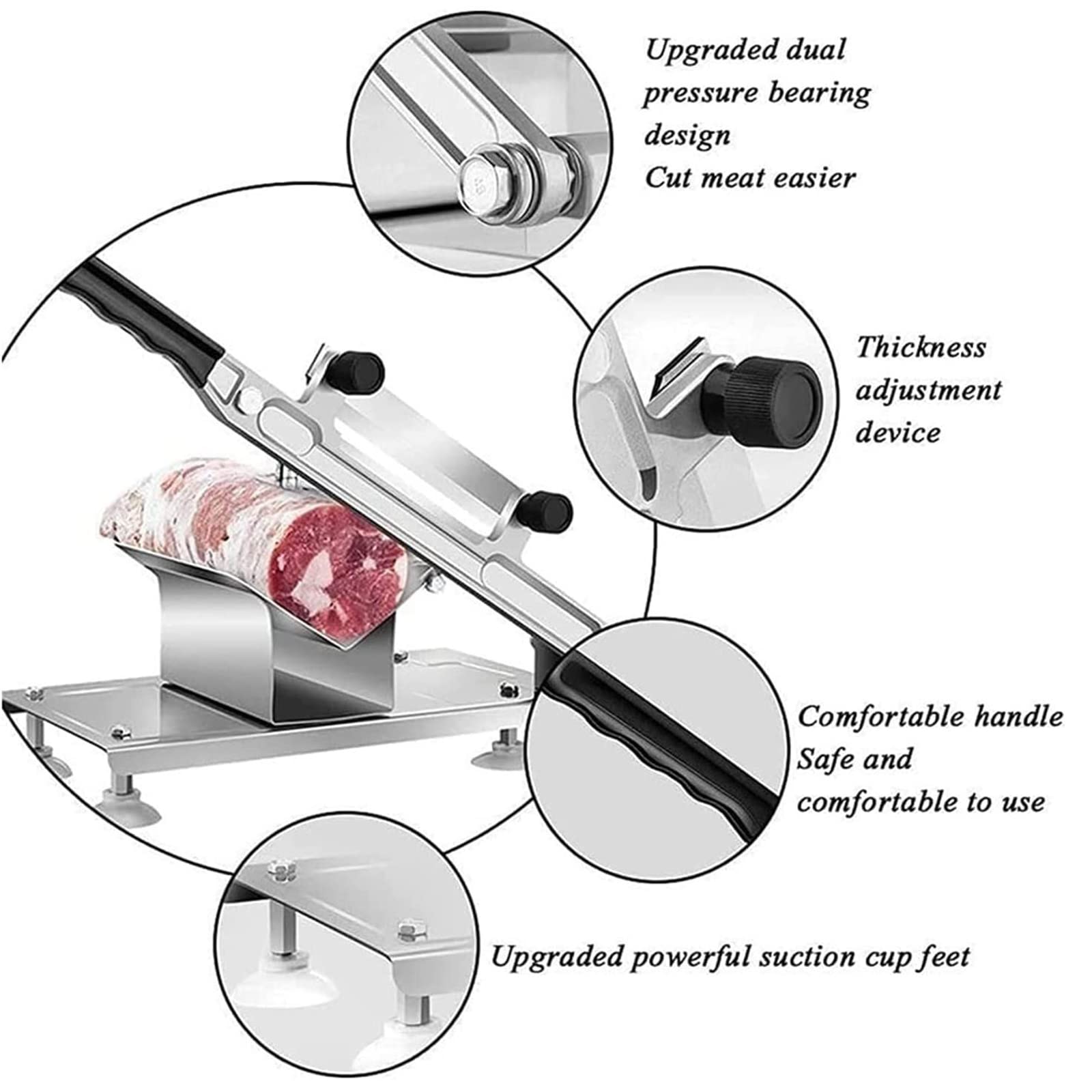 Taglierina Manuale Per Carne Congelata - Acciaio Inox, Spessore Regolabile 0.3-8mm - Foto 12