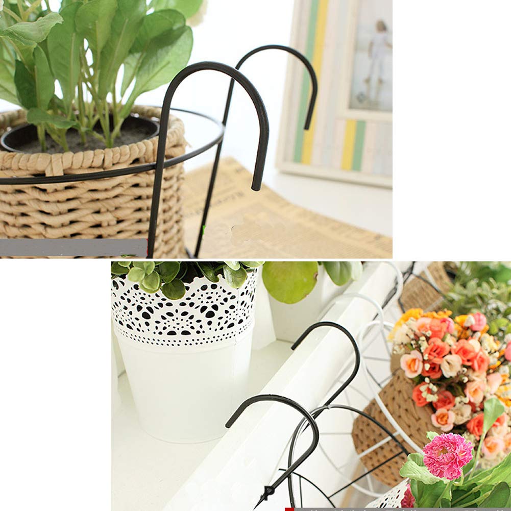 Vertical Hanging Planter Holder For Railing, Fence, Or Wall - Iron, Black/White