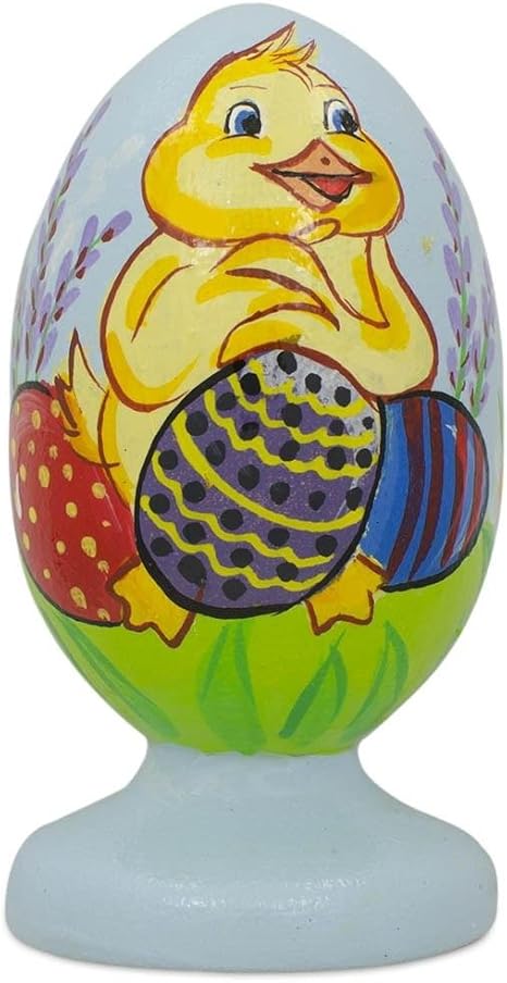 Amazon Com Bestpysanky Duck Holding Easter Egg Wooden Figurine Home Kitchen