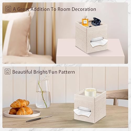 Miniatura 4 de Funda cuadrada de cuero PU para caja de pañuelos con bandeja de almacenamiento, moderno soporte decorativo para pañuelos para tocador de baño, mesas