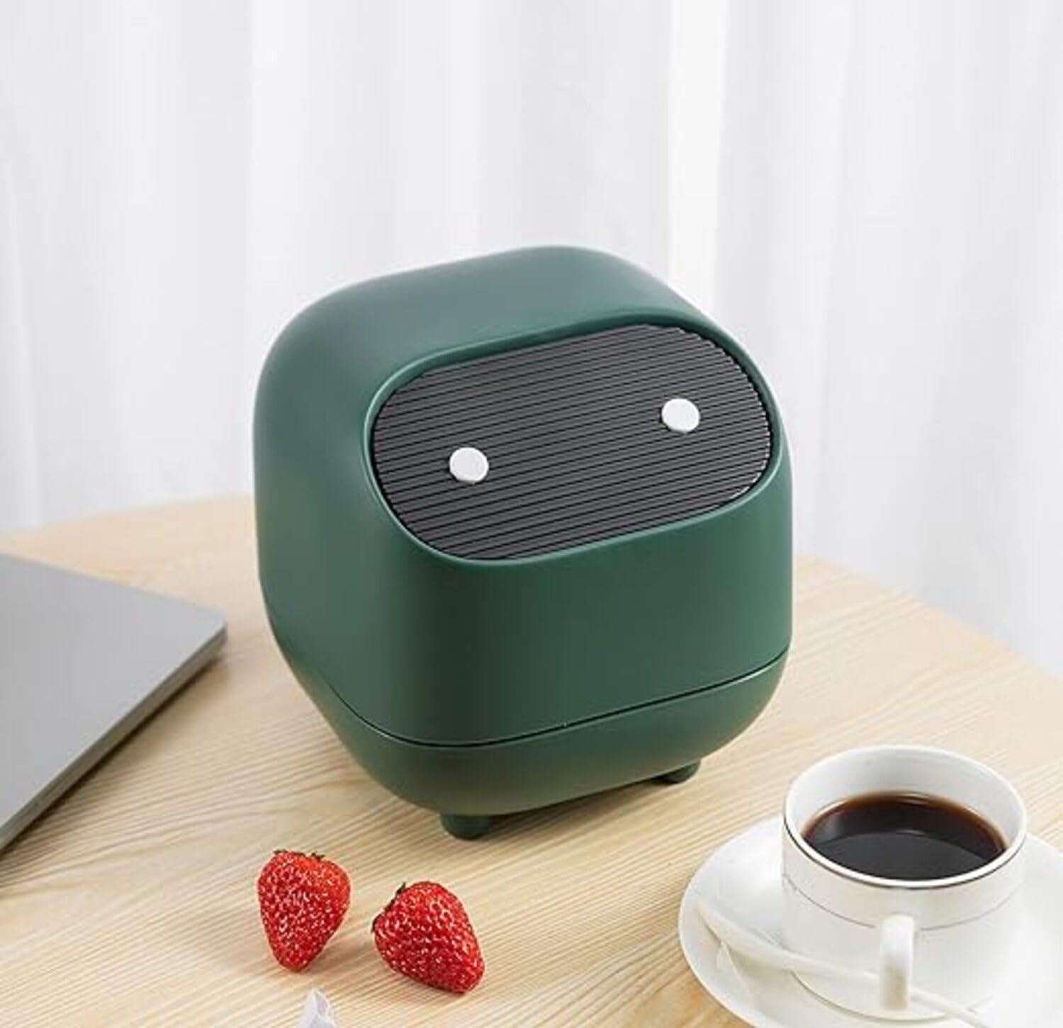 Soko Cute Portable Press-Top Mini Trash Can, Small Plastic Fancy Desktop Dustbin Waste/Garbage Disposal for Home, Office, Bathroom, Bedroom, Kitchen, Car, Work, Study Table (Green)