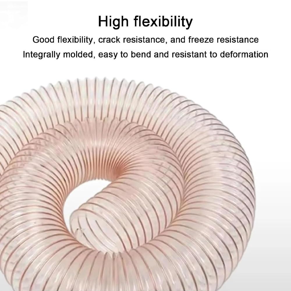 Heavy-Du - Tubo flessibile in poliuretano trasparente per raccolta della polvere, tubo flessibile per aspirazione aspirata per estrazione fumi, design retrattile per un efficiente De ment