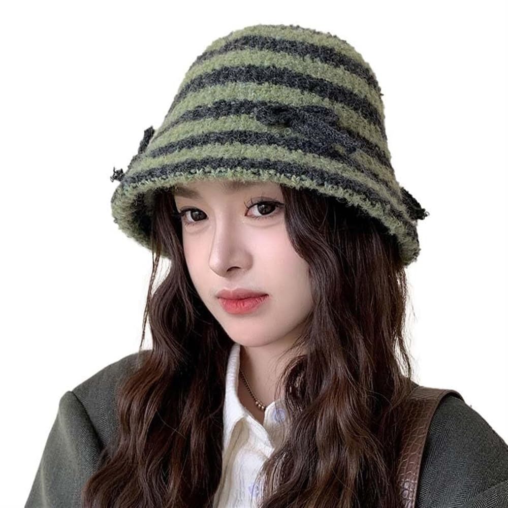 Chapeau seau tricoté femme contre le froid, bonnet de pêcheur doux pour protéger la tête