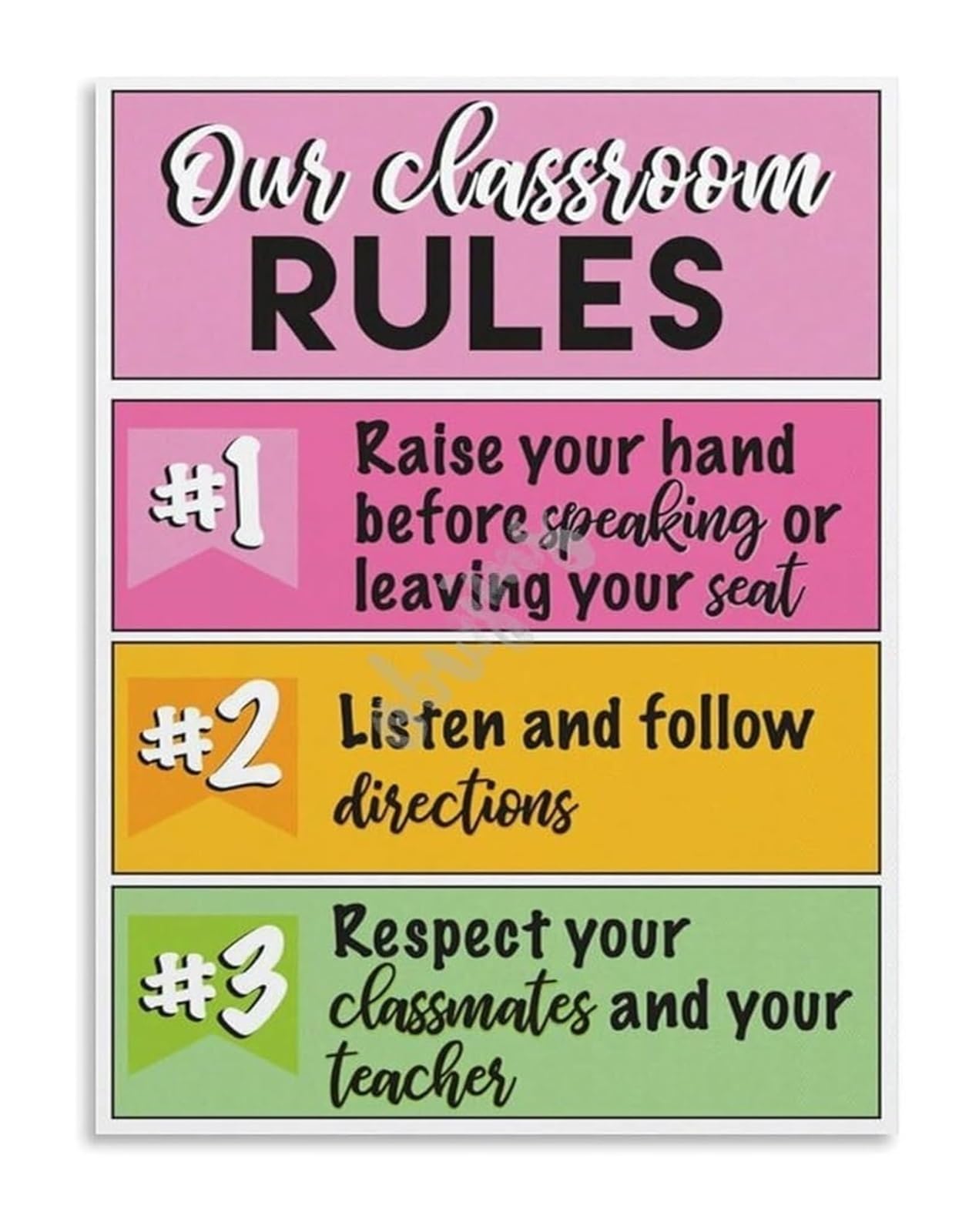 EKFBQBGW Classroom Expectations Poster Class Rules for Back to School Teachers Elementary Decor Management Resource Unframed,08x12inch(20x30cm)