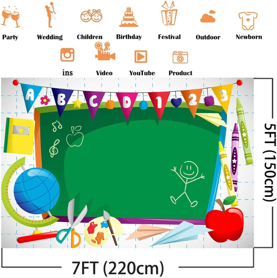 Avezano Classroom Backdrop Welcome to Kindergarten Educational Background Back to School ABC Letters Blackboard Watercolor Pen Paper Party Decoration Supplies