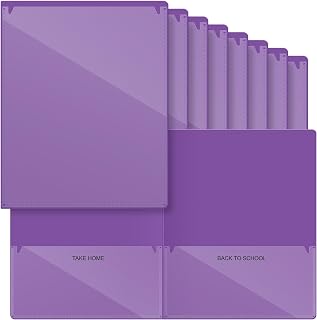 Henoyso 12 Pcs Folders with Pocket School to Home Folder,Purple | Heavy Duty Take Home for Parent Teacher Communication, 2 Clear Front Pockets Organize Homework, Student School Supply