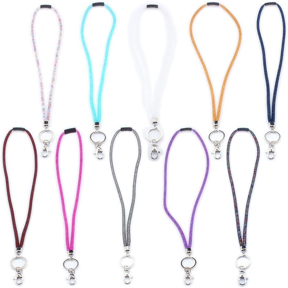 SAVORI Bling Keychain Lanyards Cute Lanyard 32.9" Crystal Rhinestone Neck Lanyard Strap for Women Kids Teacher Keys Wallet ID Badge Card Holder (10 Pack, Safety Clasp)