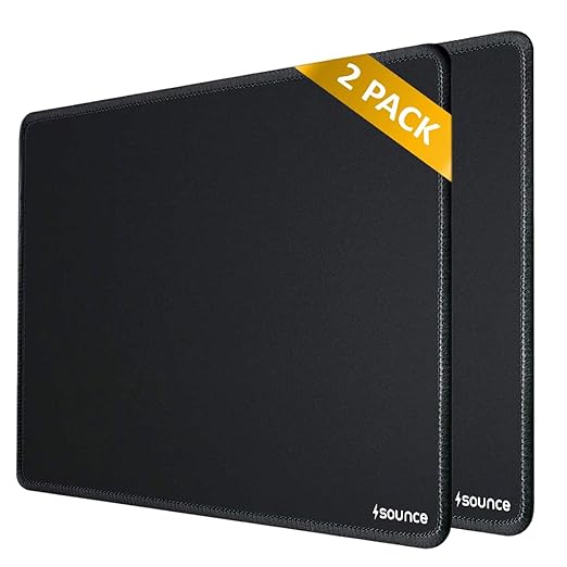 Sounce Mouse Pad (Pack of 2) 230 x 190 x 2mm, Durable & Smooth Surface, Non-Slip Rubber Base, Waterproof Design, Ideal for Laptop, PC, Laser & Optical Mice (Black)