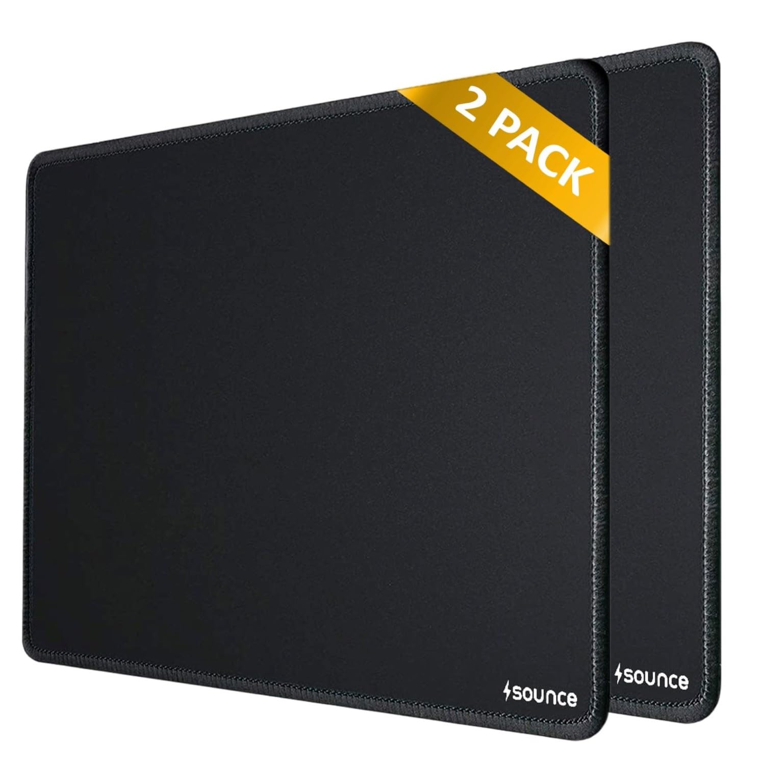 Sounce Mouse Pad (Pack of 2) 230 x 190 x 2mm, Durable & Smooth Surface, Non-Slip Rubber Base, Waterproof Design, Ideal for Laptop, PC, Laser & Optical Mice (Black)-image-2
