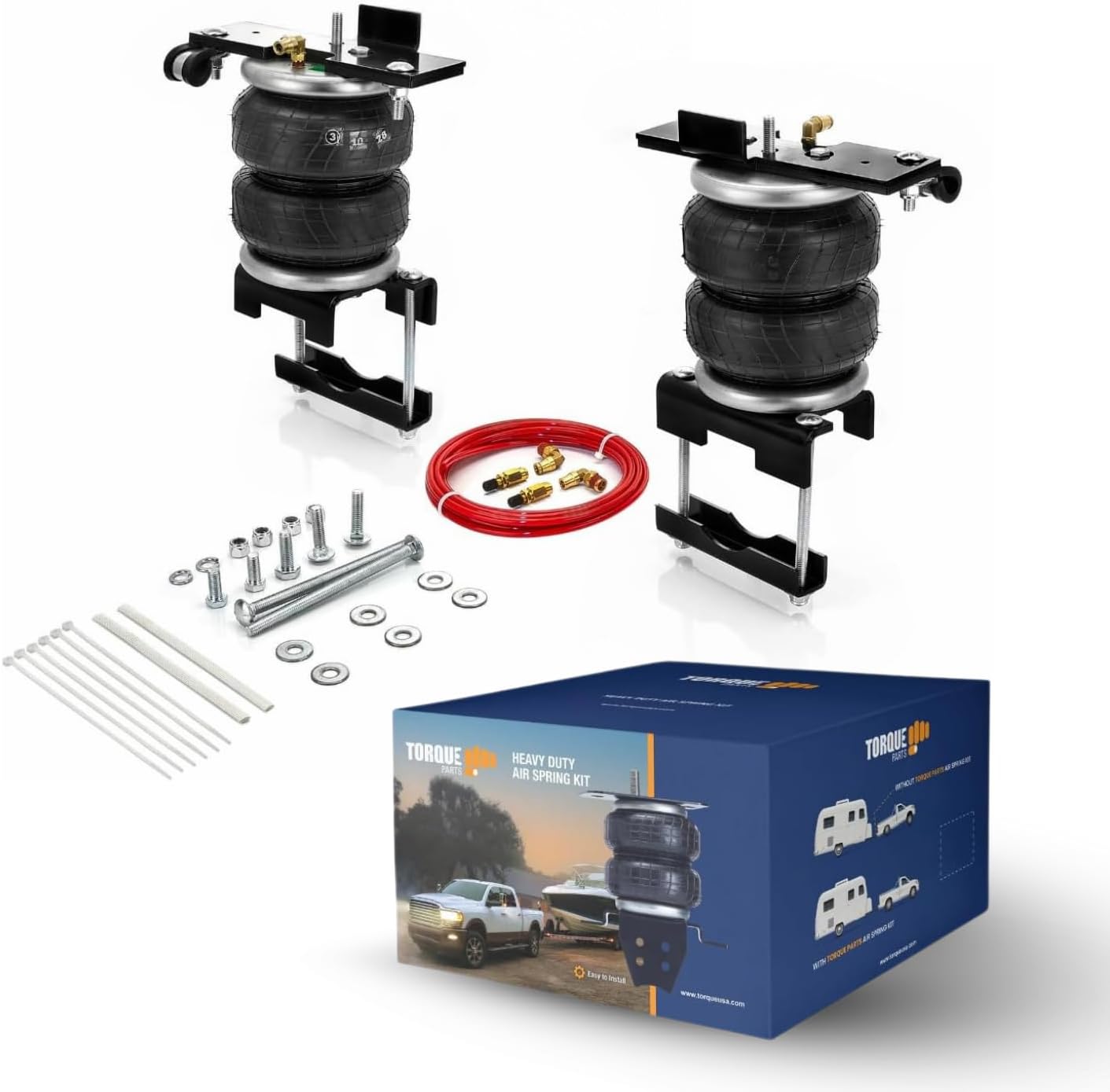 TORQUE Airbag Air Bag Suspension Kit for 2015-2026 Ford Transit 150, 250, 350 2WD 4WD (SRW only) Rear Helper Bag Spring Towing 7500 lbs (Replaces Air Lift 88213 LoadLifter 5000) (TR88213)