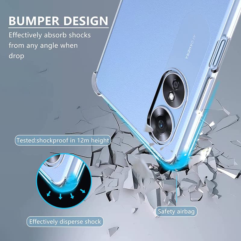Image of for Oppo A78 5G Case,Oppo A78 5G Phone Case Clear Transparent Reinforced Corners TPU Shock-Absorption Flexible Cell Phone Cover for Oppo A78 5G - Transparent
