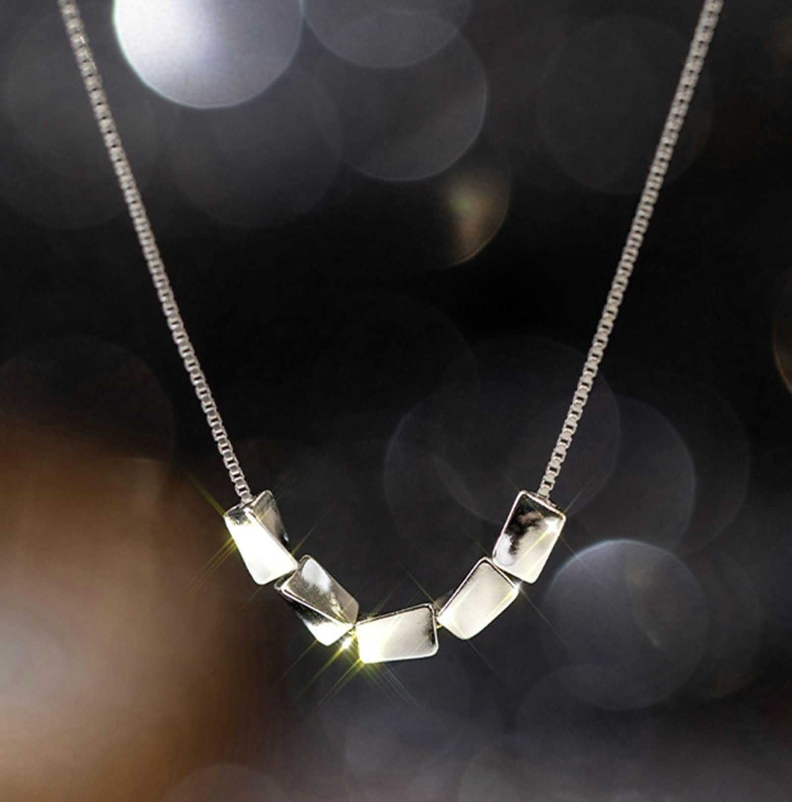 Ciondoli Collana Argento Donna,Collane di Argento Sterling 925 Geometrico Donna Collana Catena Argento