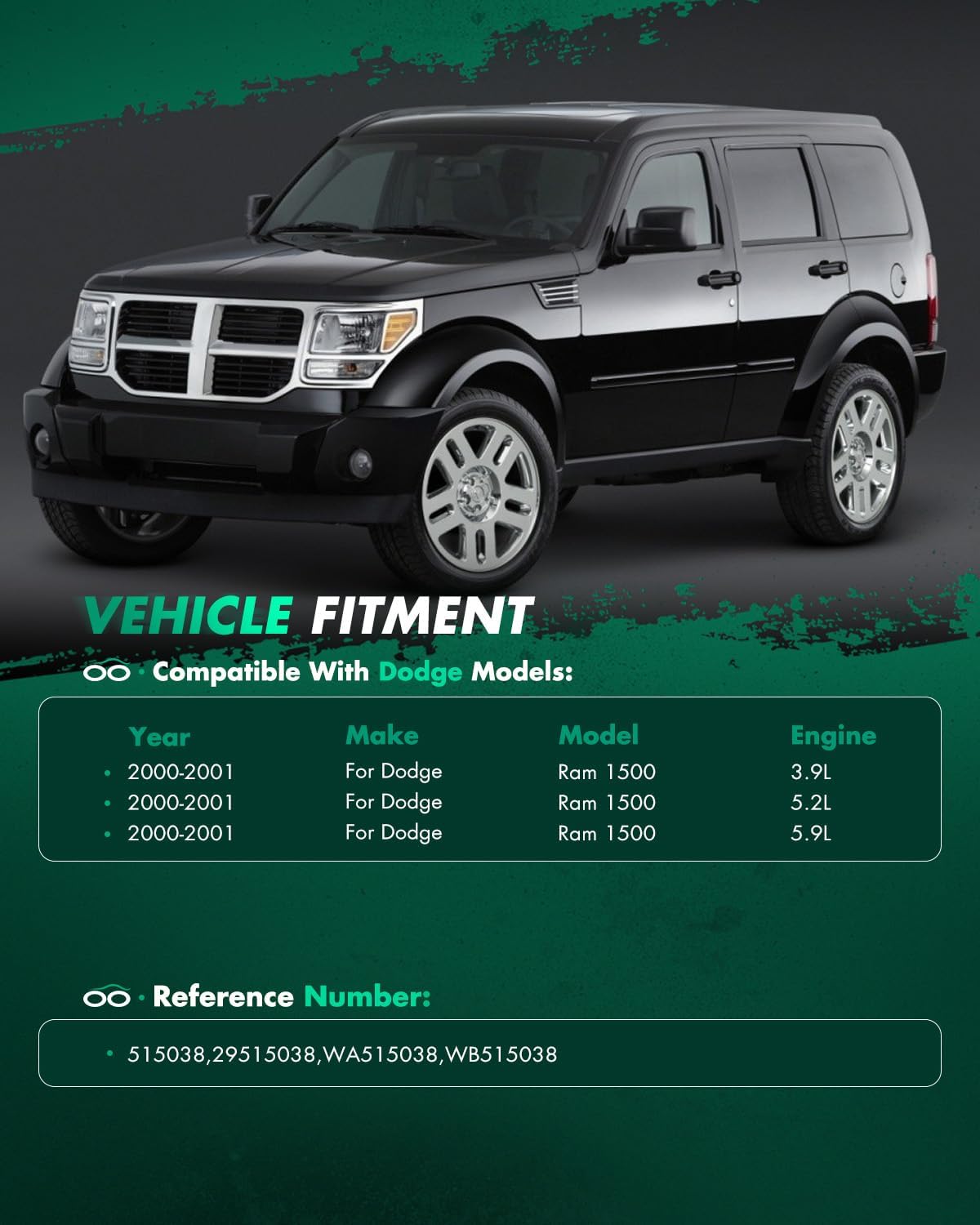 SCITOO 2pcs Front Wheel Bearing Hub Assembly 515038 for Dodge Ram 1500 2000-2001 NO/ABS 5 Lugs Only for 4WD