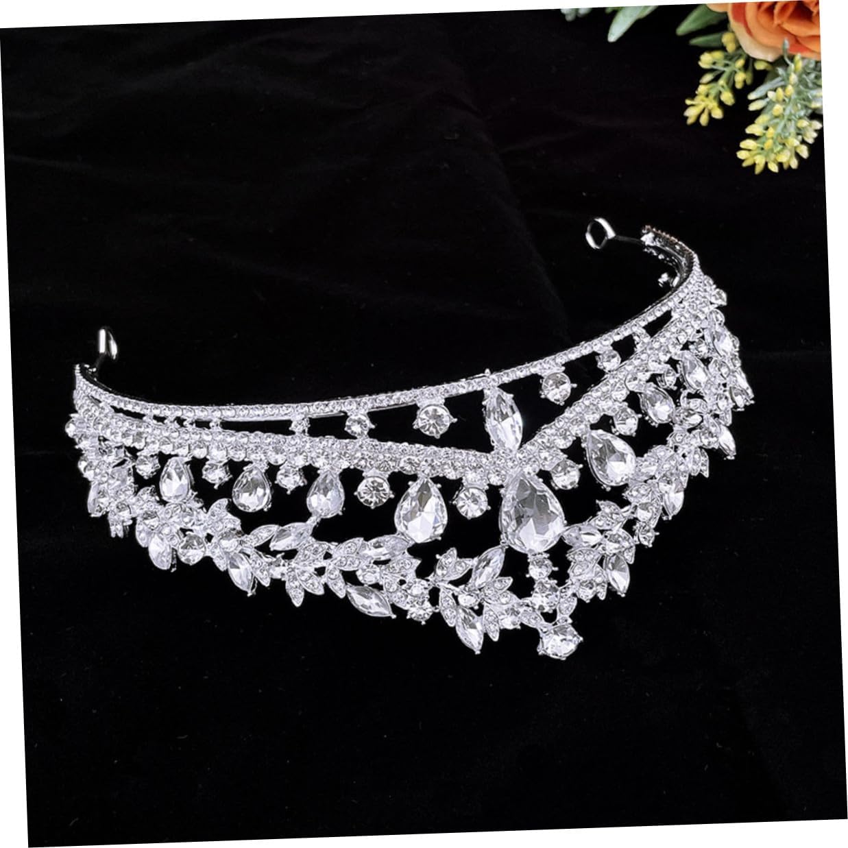 Bridal Rhinestone Tiara Crown Silver Wedding Headpiece for Women Birthday Party Accessory