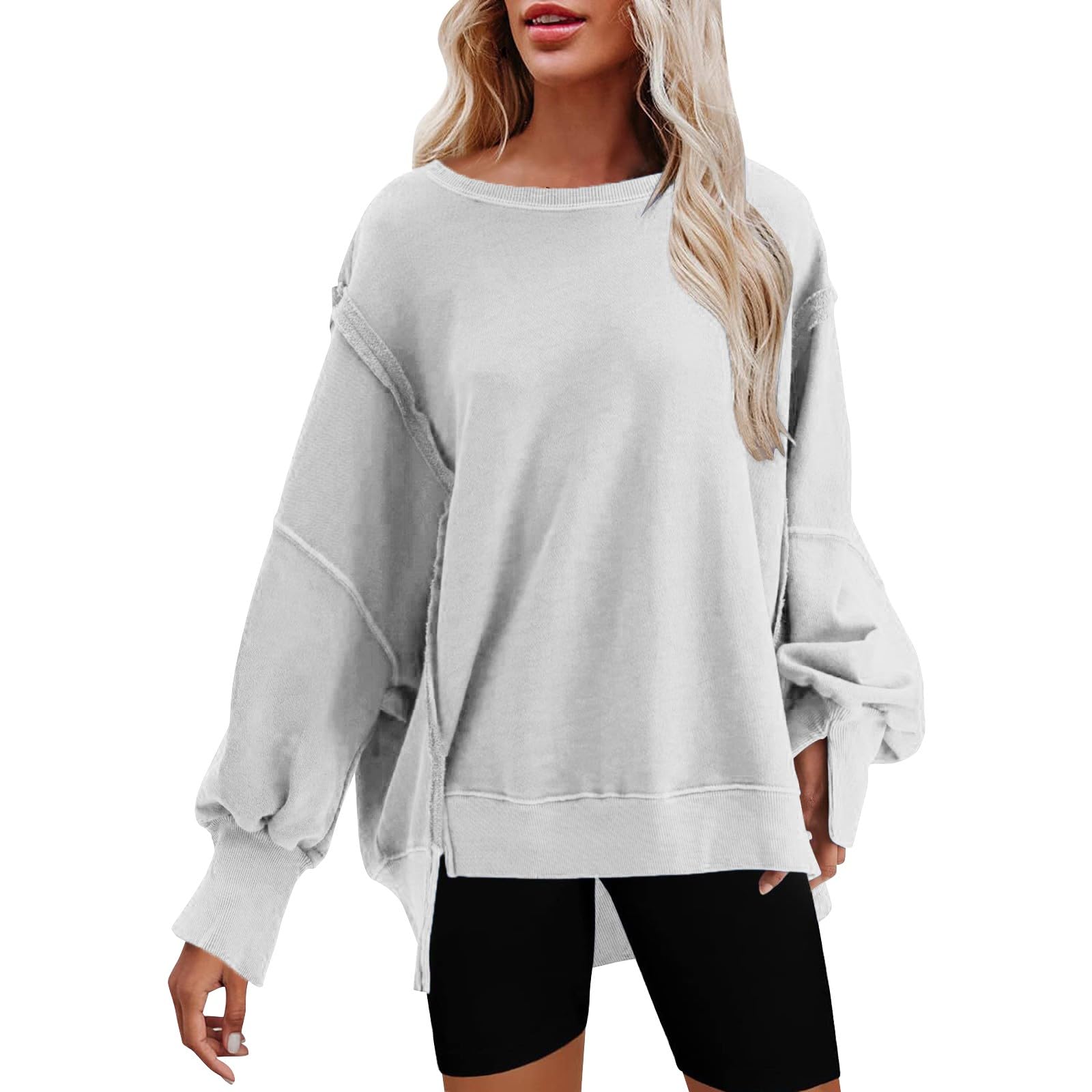 Sudadera de mujer sin capucha para trabajo de oficina y mujer, blusa suelta