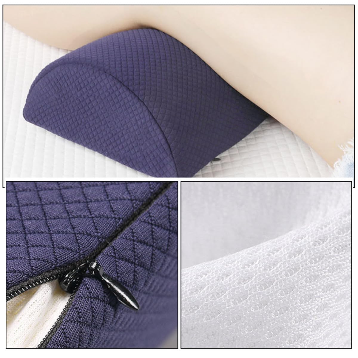 Beinkissen aus Memory Schaum Ergonomisches Kniekissen zur Lendenwirbelstütze Halbrunde Beinrolle für Gesunden Schlaf und Bürogebrauch