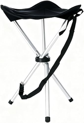Miniatura 4 de Taburete plegable de campamento, sillas plegables de 16.5 pulgadas, asiento de trípode portátil, silla alta de viaje al aire libre para camping,