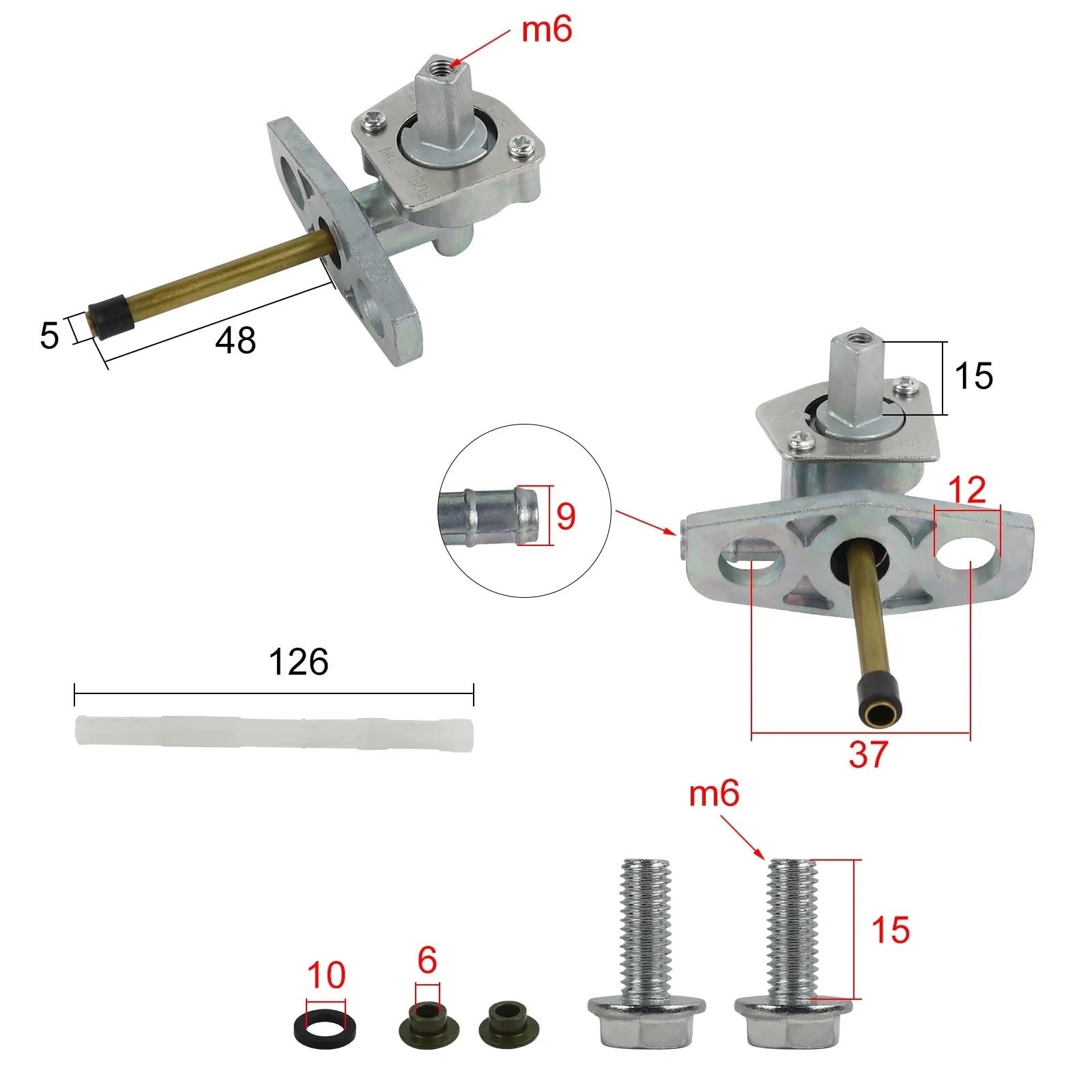 pompe essence pour moto Valve d'arrêt de gaz pour réservoir de carburant, pour TRX 400 TRX450 FourTrax Rancher TRX400EX TRX400X TRX450R Foreman 500 650 ATV