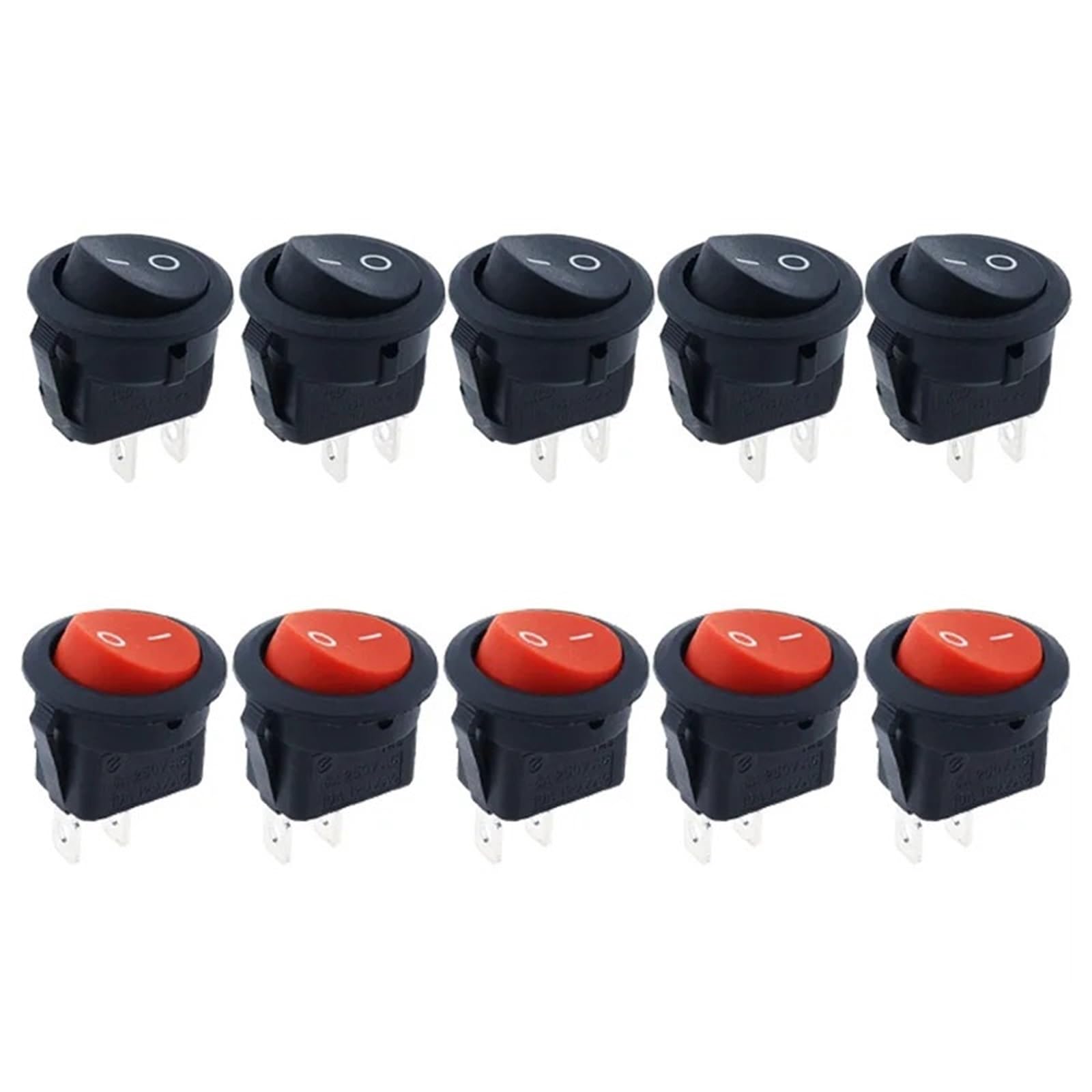 Interruptor basculante redondo rojo de 2 pines ON-OFF mini conmutador para barco KCD1-105 6