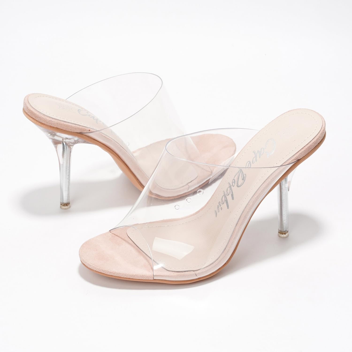 Women's Clear Stiletto Mules - Sleek Round Toe, 3.75 Inch Heel, Genuine PU Leather Insole, Slip On Open High Heels (Allure.a)